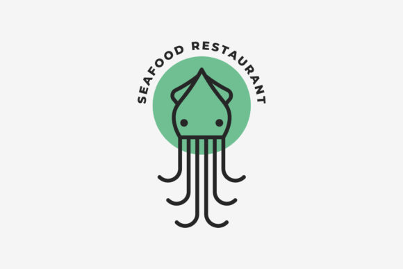 Cuttlefish Linear Logo Vector Design: Graphics and Logos for Crafters