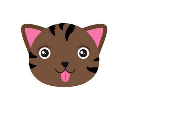 Looking White Cat Funny Flat Face Graphics and Illustrations
